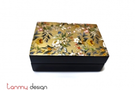 Black rectangle lacquer business card box with little flower pattern 10*7*H4 cm